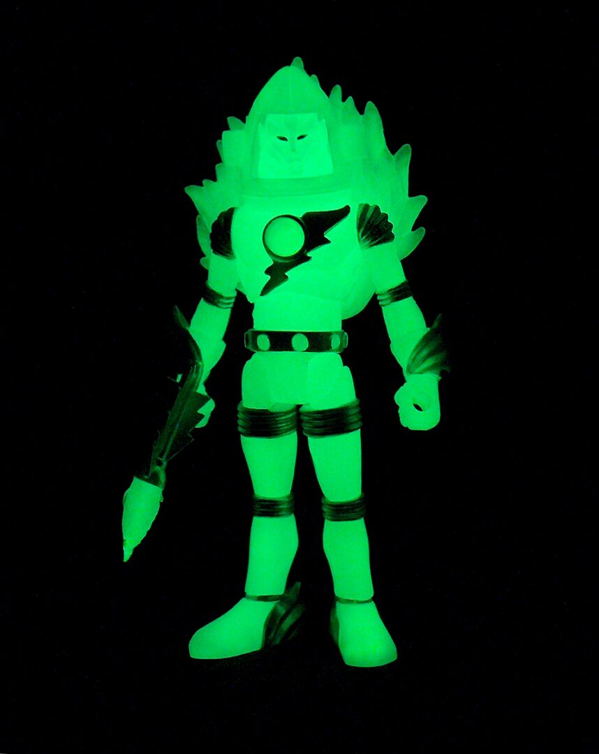 A BLAZING INFERNO COSMIC RADIATION figure with a sword.