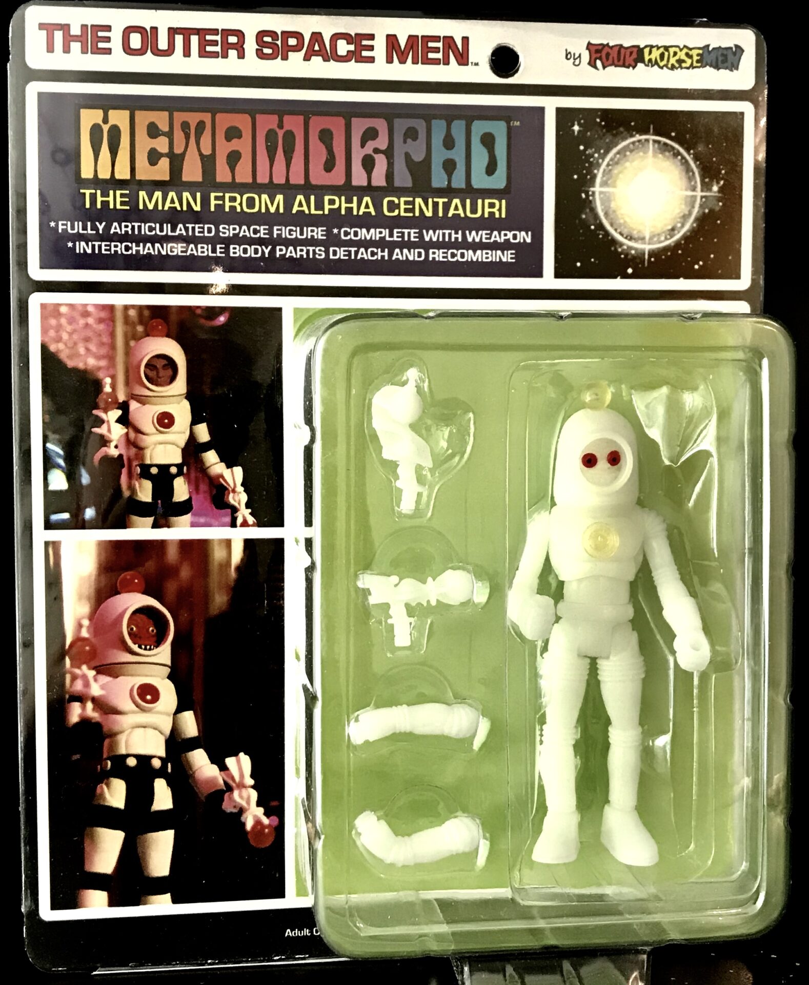 The METAMORPHO 2010 GLOW IN THE DARK LIMITED EDITION SDCC EXCLUSIVE CARDED HYBRID mexican hd action figure.