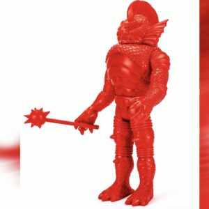 COLOSSUS REX 12" RED BLANK VINYL FIGURE is holding a sword.