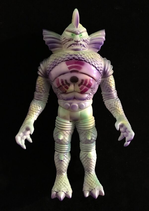 An COLOSSUS REX 12" CHERNOBYL EDITION MIRCRORUN SET OF 5 VINYL FIGURE with a purple and green body.