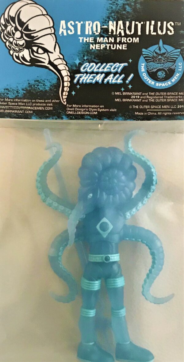 A blue octopus figure in a package.