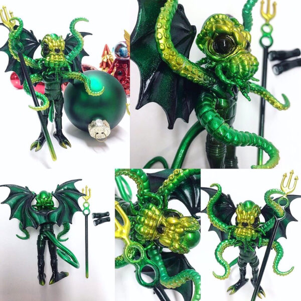 A collection of pictures of a 2019 GALACTIC HOLIDAY EDITION TOPHEROY EDITION action figure.