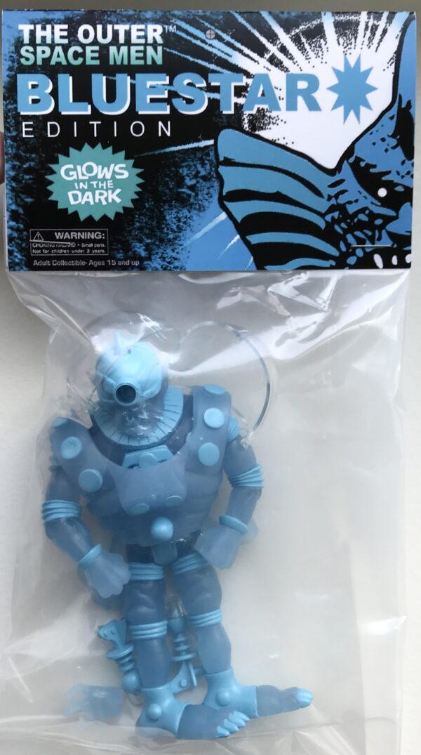 The 2020 Cyclops Bluestar Edition outer space bluestar action figure is in a package.