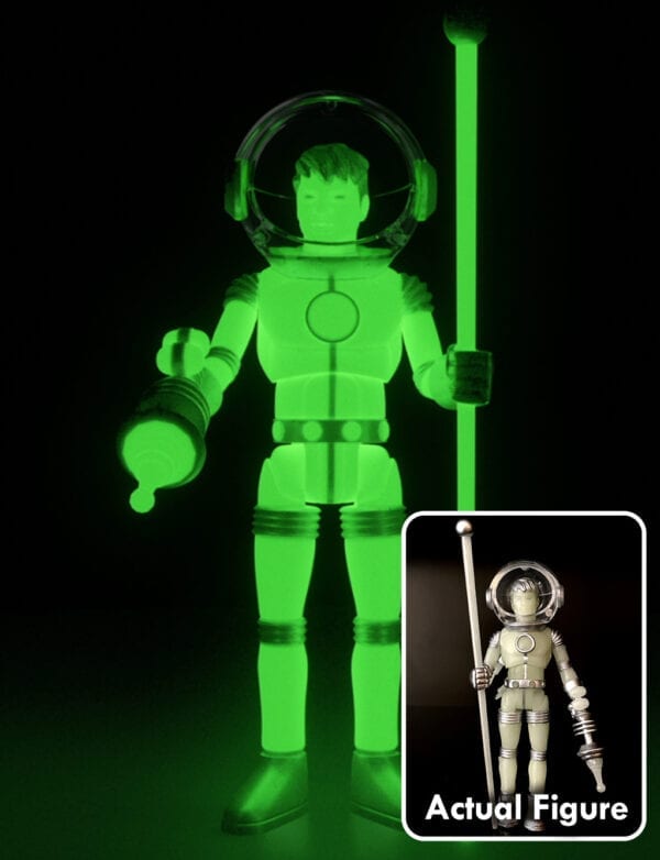 A green JACK ASTEROID COSMIC RADIATION glow-NFT action figure.
