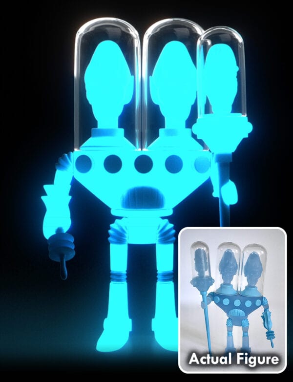 A GEMINI BLUESTAR EDITION-NFT glow in the dark figure of a robot.